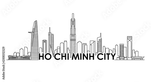 Ho Chi Minh City Skyline - Simple Line Art