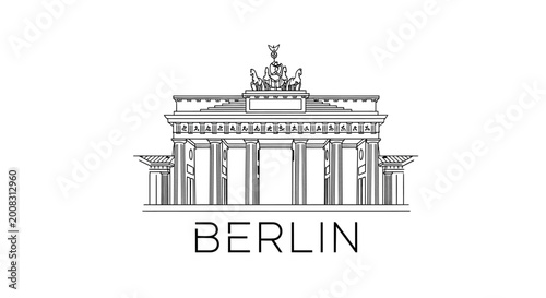 Brandenburg Gate Line Art Logo With 