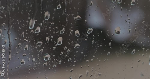 Close up of Raindrops on Window Glass