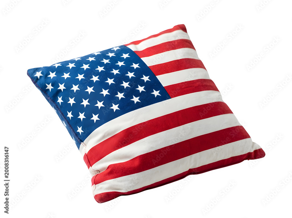 Fototapeta premium American Flag Pillow isolated on black background with copy space