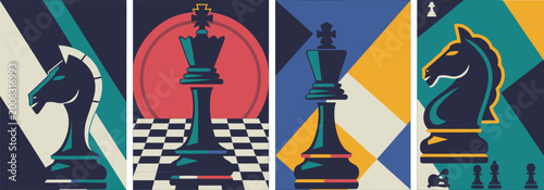 Photos Chess posters flyer templates vector illustration set for chess competition prom