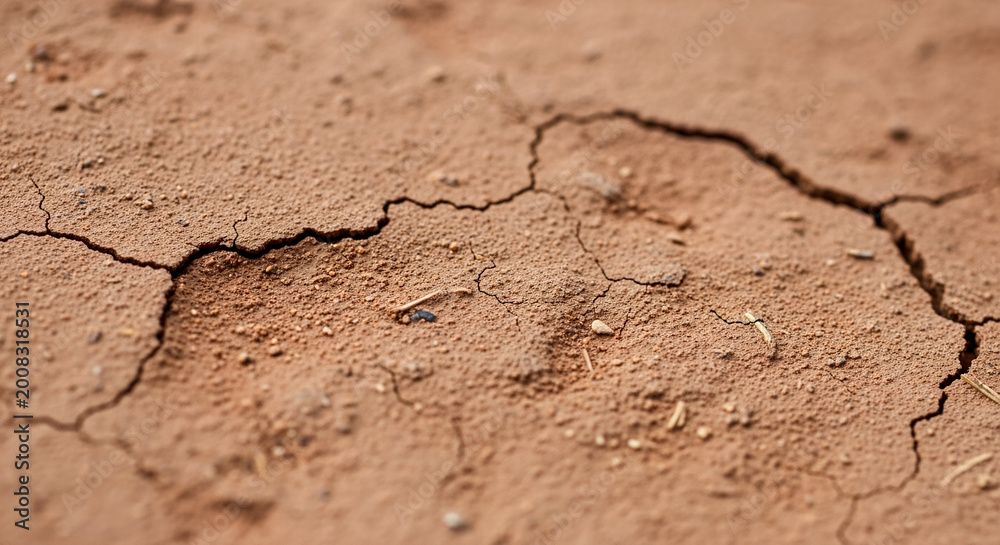 Fototapeta premium Dry cracked earth with moisture in desert-like terrain