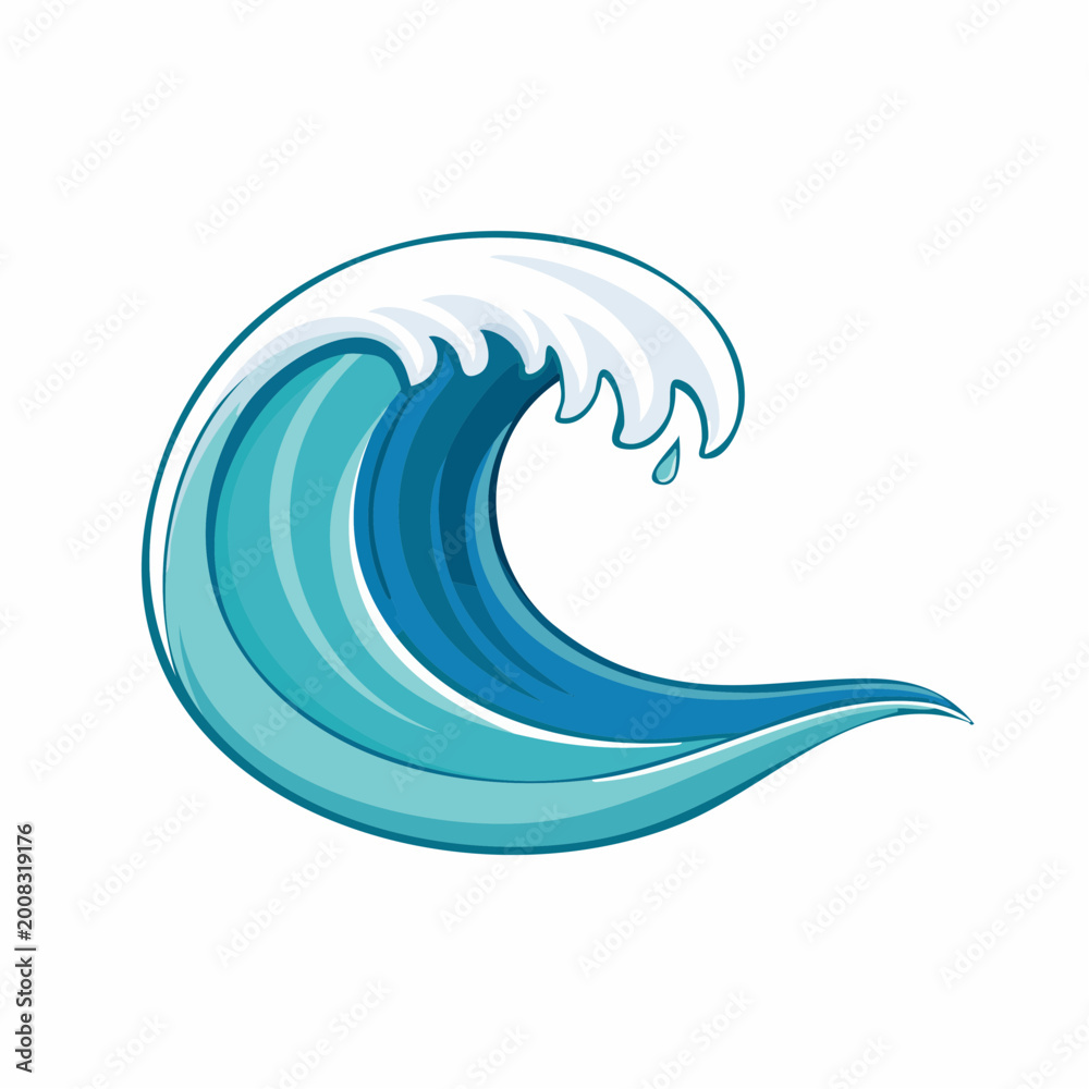 Naklejka premium Stylized Cartoon Wave Illustration