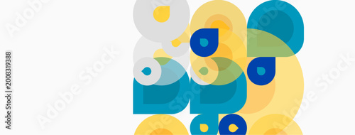 Принти на полотні Abstract shapes overlap, creating vibrant composition