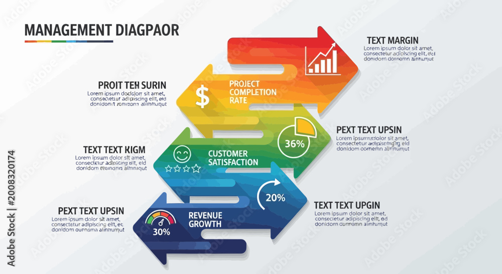 Obraz premium Colorful management diagram infographic template.
