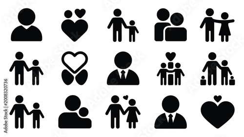 Foto Modern geometric silhouette icons representing family love father's day celebrat