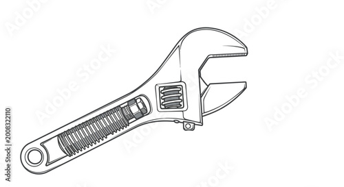 Quadro su tela Adjustable Wrench Tool for Tightening Bolts.