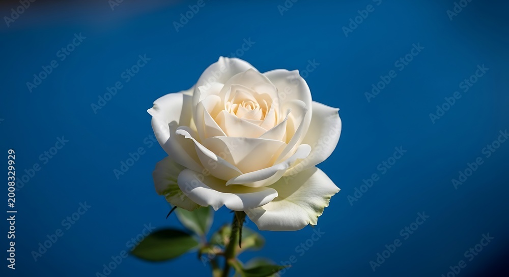Fototapeta premium White Rose on Blue.