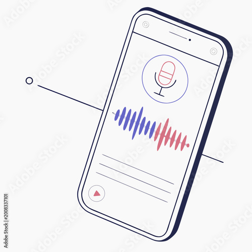 Fotografie Voice recording smartphone app user interface with voice message sound wave audi