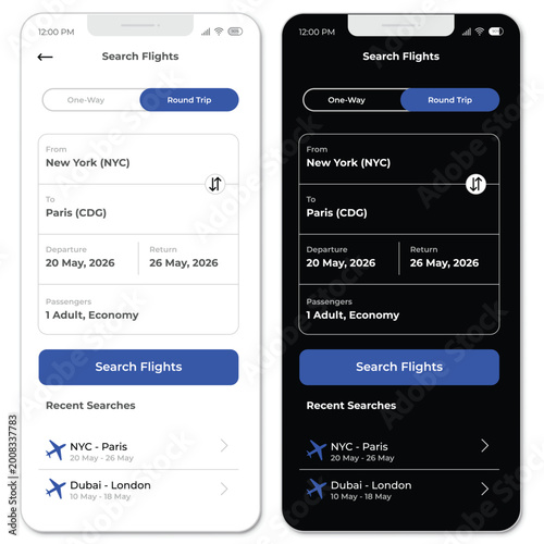 Valokuva Flight Booking & Airline Ticket Search Mobile UI Kit: Travel App Interface Desig