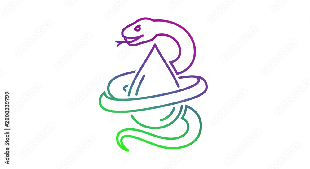Obraz premium Abstract snake coiled around a geometric shape with gradient colors