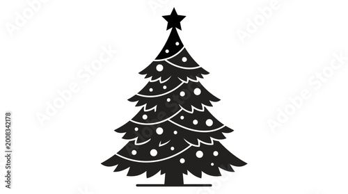 Christmas Tree Vector Icon Black