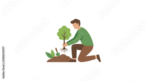 Photos Environmentalist planting young tree sapling, fostering a greener world and sust