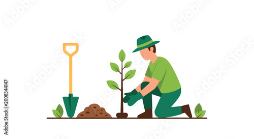 Εκτύπωση καμβά Environmentalist planting young tree sapling, fostering a greener world and sust