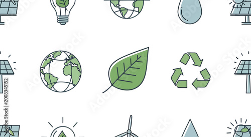 Bild auf Leinwand Eco Friendly Green Energy Icons.