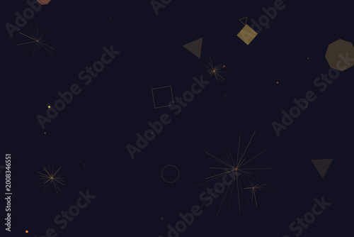 Abstract gold geometric shapes and sparkles isolated on transparent background vector backdrop