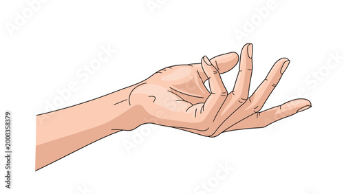 Detailed illustration of an open human hand with palms facing up and fingers slightly curved in a receptive or offering gesture.