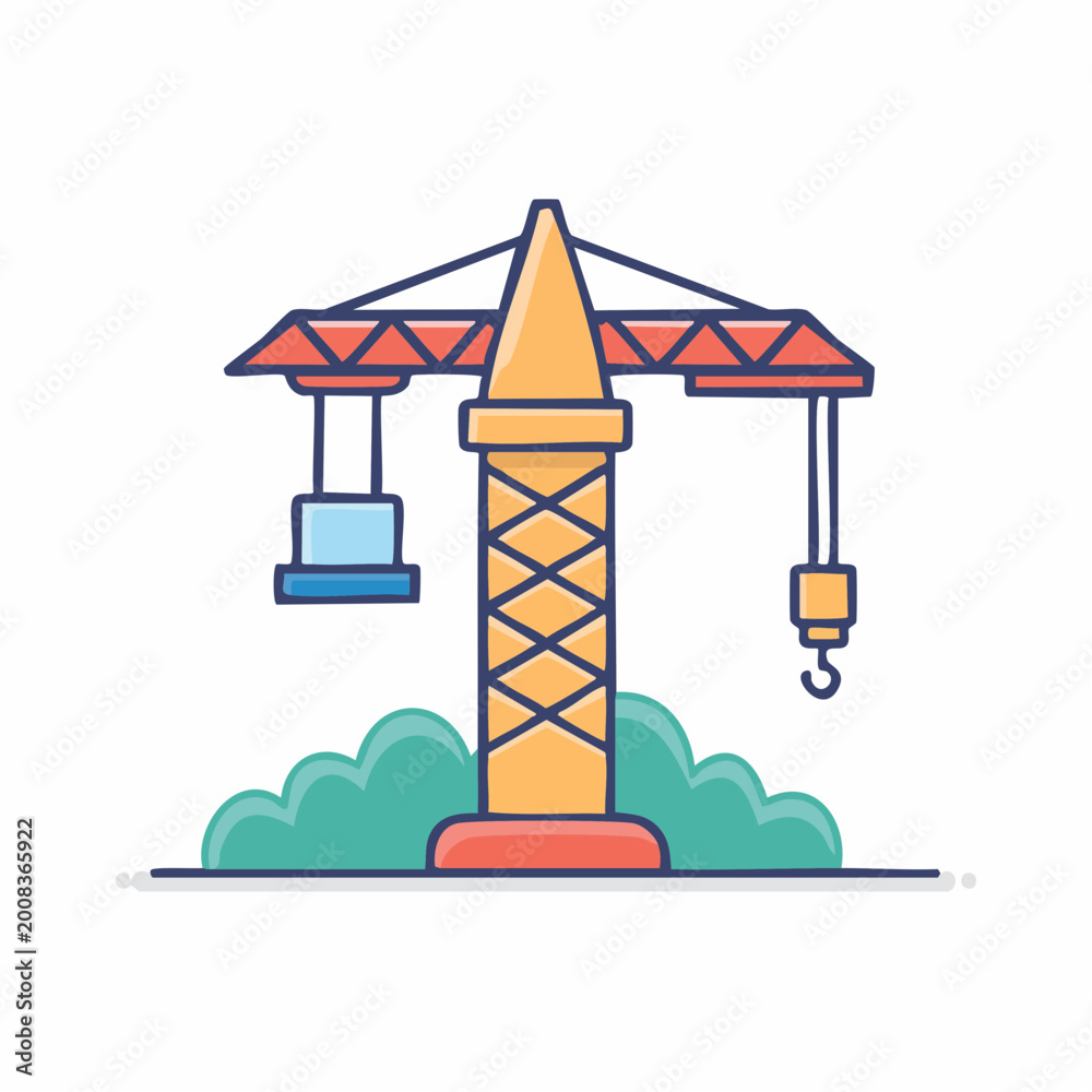 Naklejka premium Flat Design Construction Crane Icon