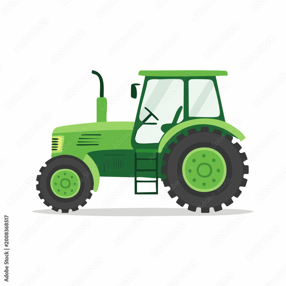 Obraz premium Green Tractor Illustration