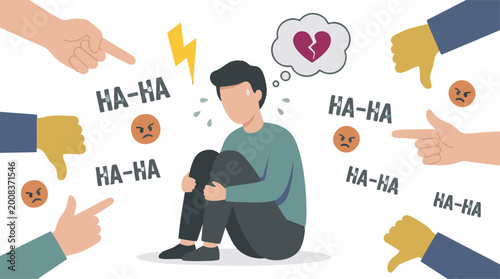 Photos Sad person suffering from bullying, social rejection, and emotional pain