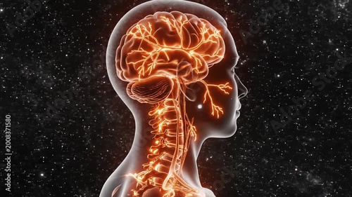 Human brain and nervous system in space perfect for UI/UX design and motion graphics