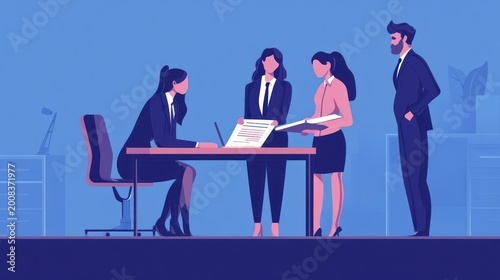 A female entrepreneur reviewing contracts with her legal team
