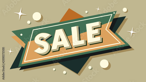 Obraz na płótnie High-impact Sale typography on a layered ribbon design with sparkling stars