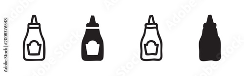 Tableau sur toile Ketchup and sauce bottle icon set for restaurant and condiment design