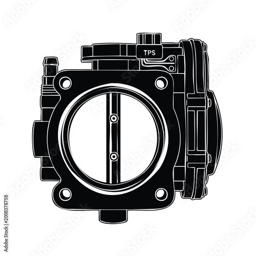 Foto Automotive car engine throttle body silhouette set bundle isolated on white