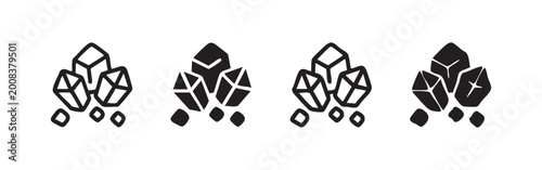 Foto Crystal gemstones minerals or coal rocks icon set