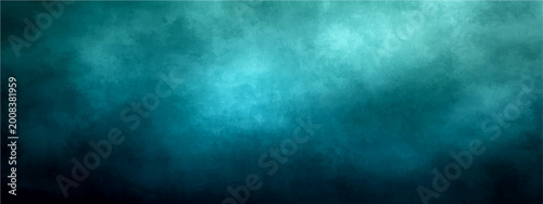 Schilderij op canvas Vector Abstract teal blue aquamarine art background like underwater depth with grunge textured and faded surface
