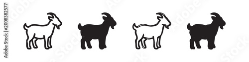 Fotografie Goat Icon Set Farm Animal Silhouettes