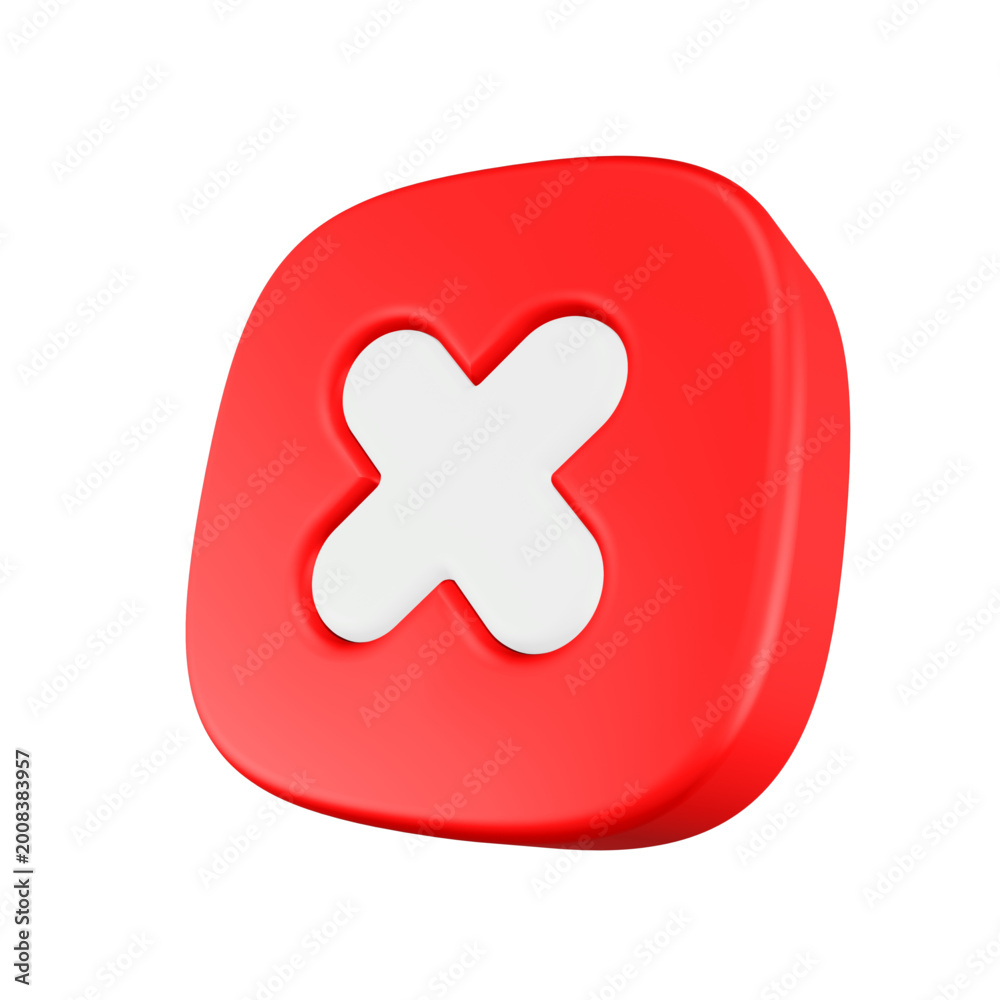 Fototapeta premium 3D icon represents a wrong or cancel action.