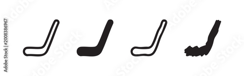 Photography Four black and white hockey stick icons with different styles on white backgroun