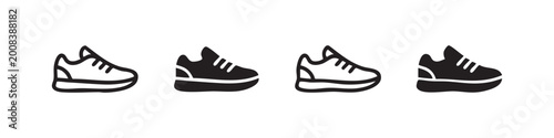 Foto Set of four sneaker icons in outline and silhouette styles