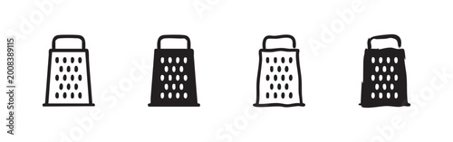 Fotografie Four stylized cheese grater icons, two in outline and two in solid black