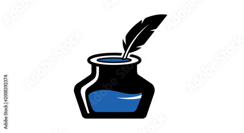 Fotografie flat design inkwell with quill pen vector illustration