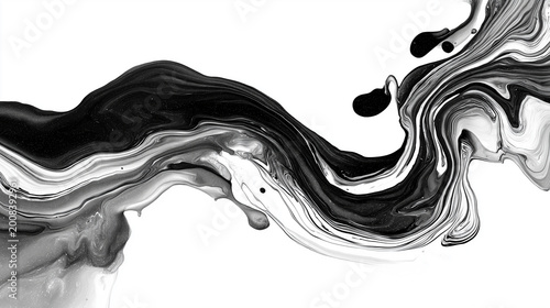 Monochrome fluid ink abstract background