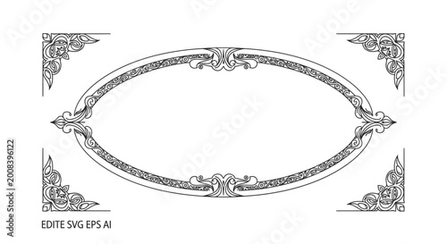 Foto Intricate ornate oval frame design element.