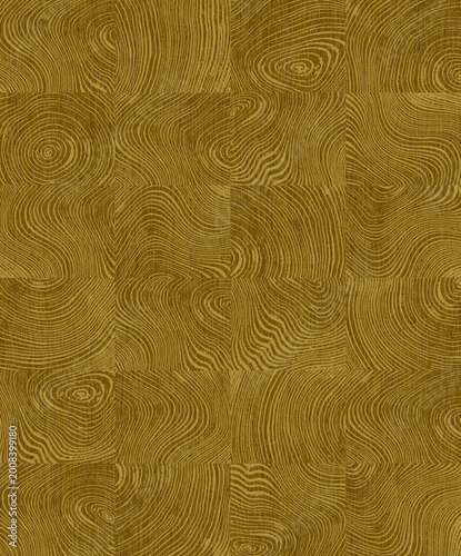Seamless abstract texture with brown tree ring and wood grain pattern, organic geometric tile background for interior and web design