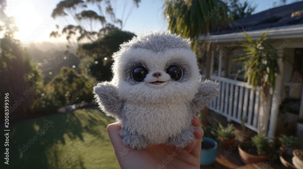 Fototapeta premium Cute and Adorable Plush Sloth Toy in Natural Outdoor Setting