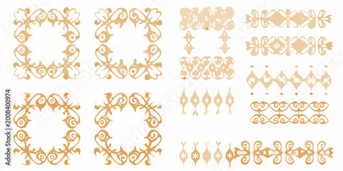 Foto baroque ornaments and rococo frames vector illustration set on white