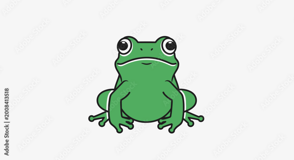 Obraz premium Cartoon frog illustration isolated on white background for various designs