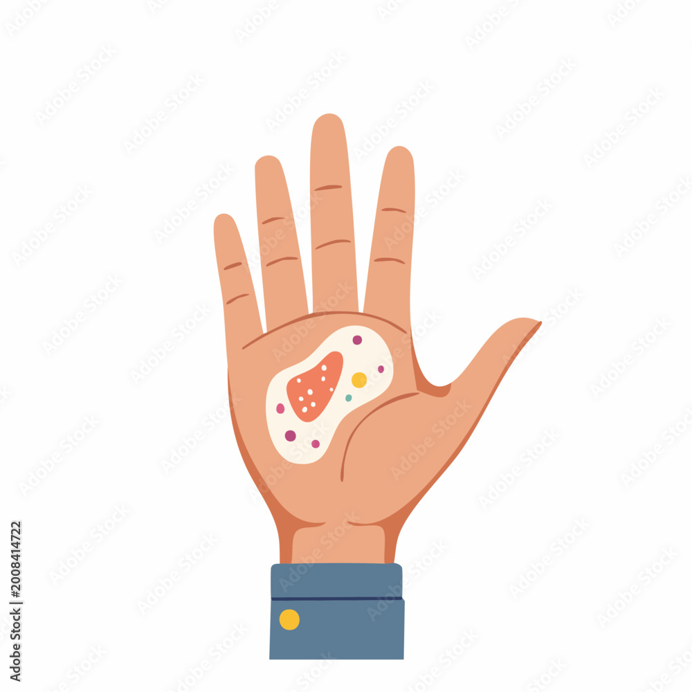 Obraz premium Hand with colorful rash or skin condition illustration