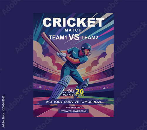 Cricket player in blue uniform hitting ball