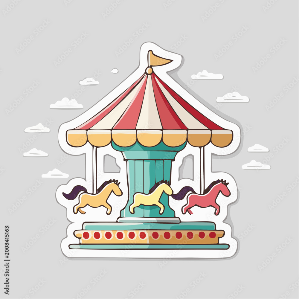 Obraz premium Carousel with horses illustration