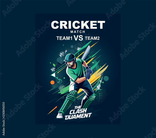 Cricket player in green hitting a ball