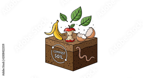 Compost Soil Garden Box Illustration.
