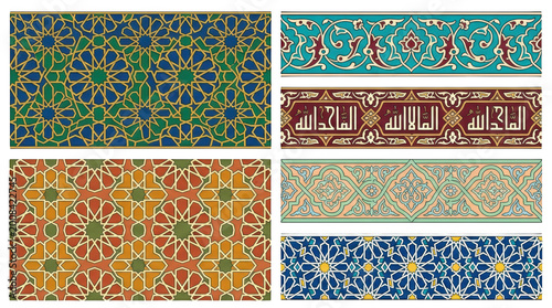 Colorful geometric abstract patterns in vibrant tones isolated on transparent background