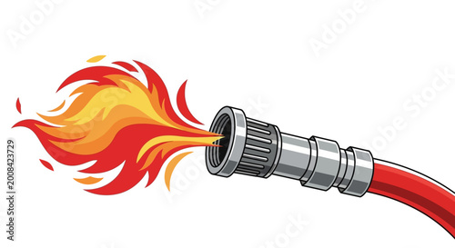 Quadro su tela Fire coming out of hose nozzle.